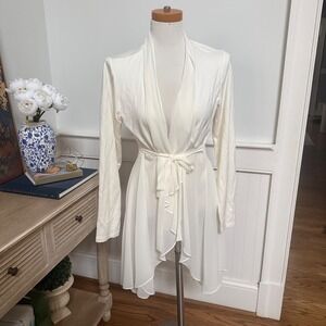 LOGO LOUNGE Cream Wrap Sheer Overlay Long Sleeve Cardigan Kimono